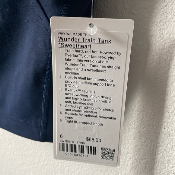 NWT Lululemon Wunder Train Tank *Sweetheart True Navy Size 6 - Picture 5 of 7